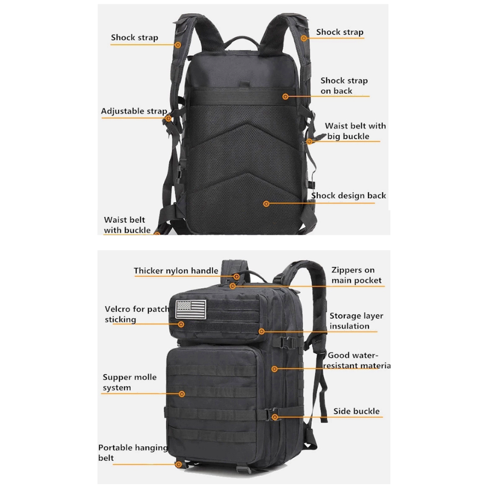Jupiter Gear: Military 3P Tactical 45L Backpack Army 3 Day Assault Pack Molle Bag Rucksack Range Bag
