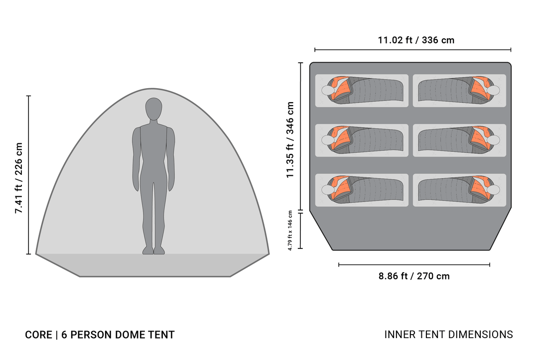 CRUA Outdoors: CORE | 6 PERSON DOME TENT