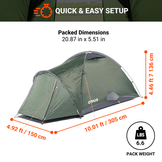 CRUA Outdoors: DUO | 2 PERSON CAMPING, DOME TENT