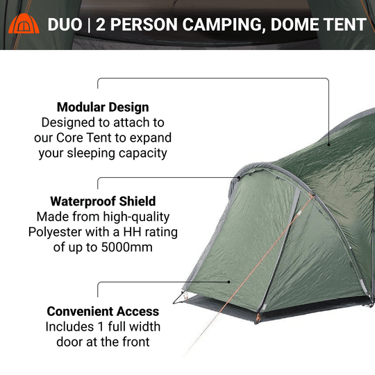 CRUA Outdoors: DUO | 2 PERSON CAMPING, DOME TENT