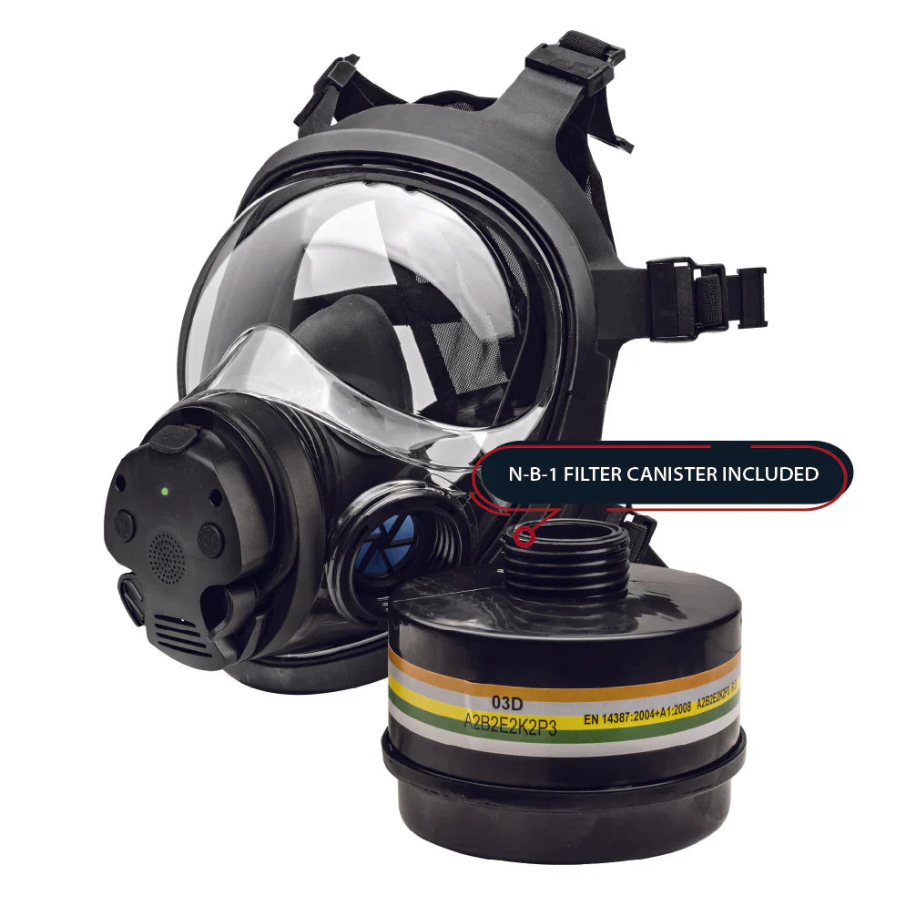 Parcil Safety NB-100E Tactical Gas Mask with Electronic Voice Amplifier and Radio Transmitter/Receiver