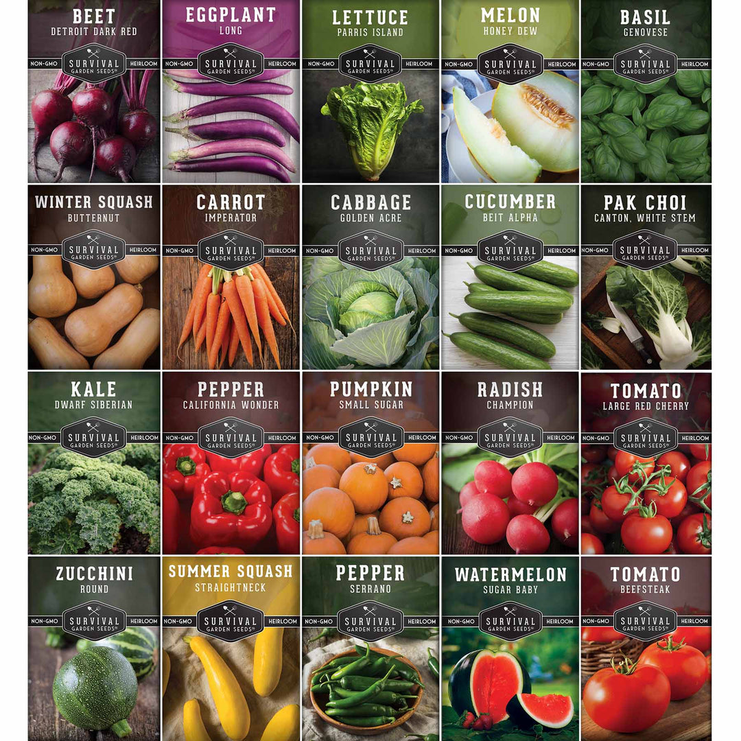 Survival Garden Seeds: Starter Kit Seed Vault - 20 Delicious Varieties of Vegetables