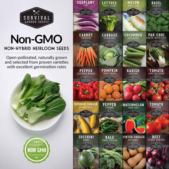 Survival Garden Seeds: Starter Kit Seed Vault - 20 Delicious Varieties of Vegetables