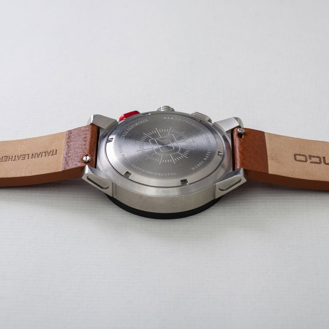 Dango: CR-01 - CHRONO WATCH WITH ITALIAN LEATHER STRAP - WHISKEY BROWN