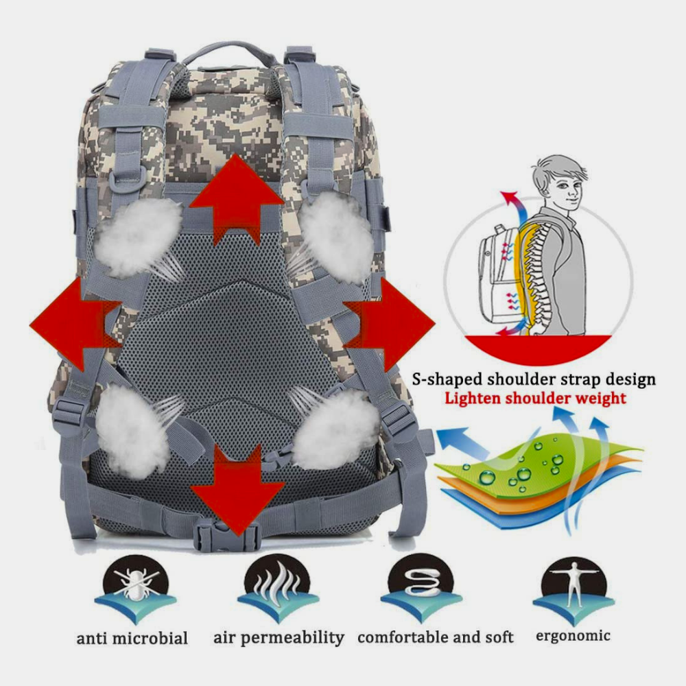Jupiter Gear: Military 3P Tactical 45L Backpack Army 3 Day Assault Pack Molle Bag Rucksack Range Bag