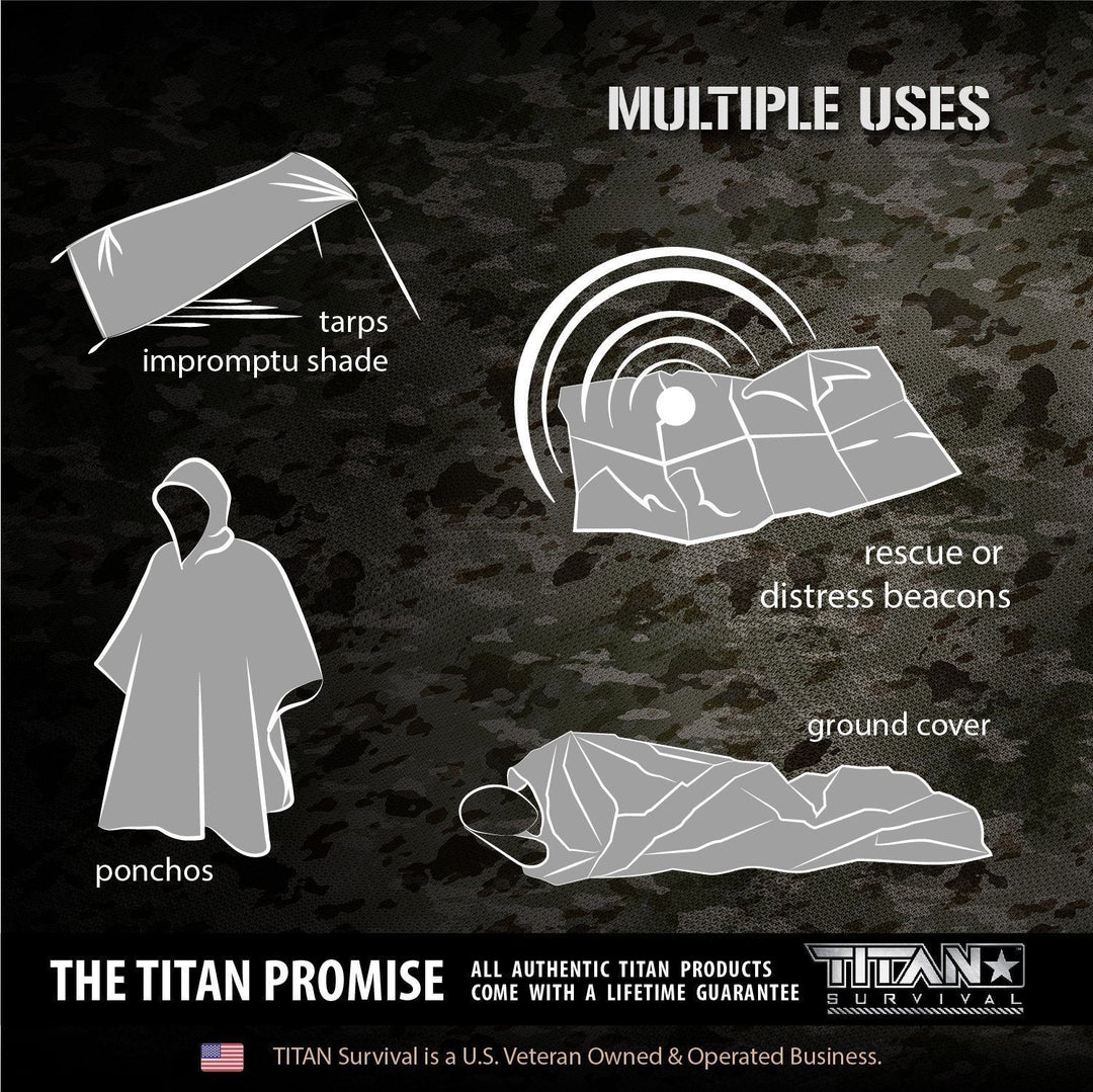 TITAN Survival: XL Emergency Survival Blankets, 5-Pack
