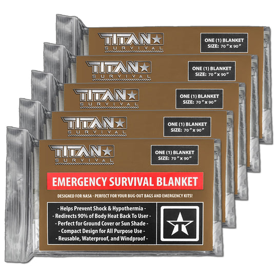 TITAN Survival: XL Emergency Survival Blankets, 5-Pack