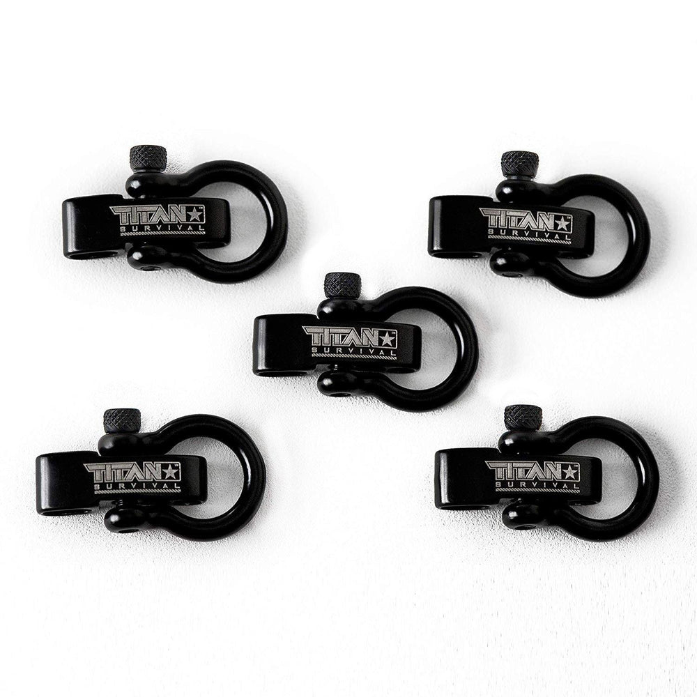 TITAN Survival: Stainless Steel Bow Shackles, 5-Pack | BLACK