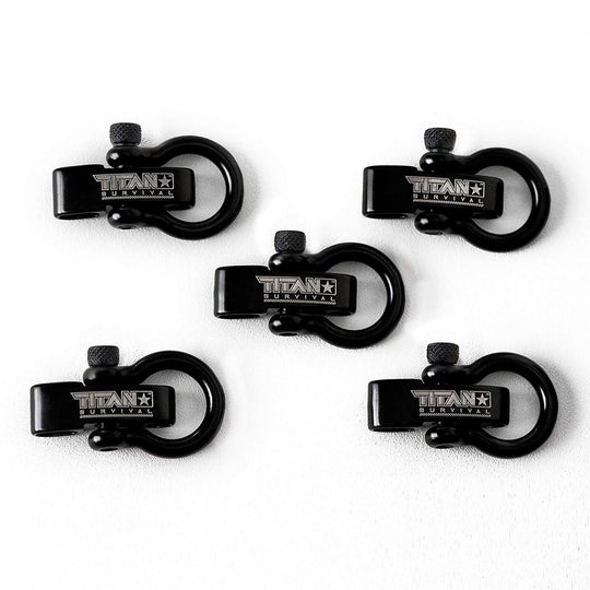 TITAN Survival: Stainless Steel Bow Shackles, 5-Pack | BLACK