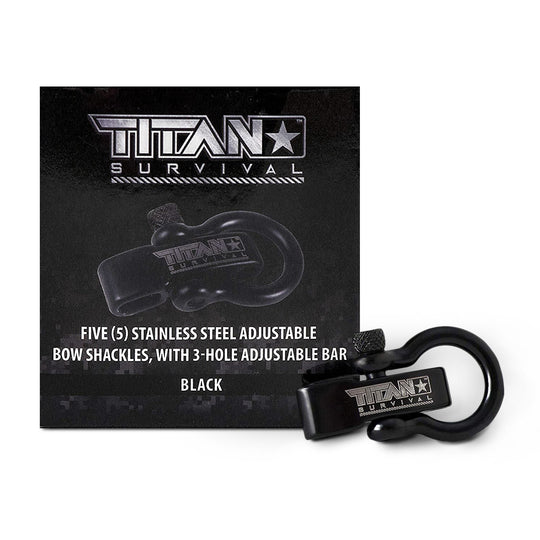 TITAN Survival: Stainless Steel Bow Shackles, 5-Pack | BLACK