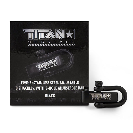 TITAN Survival: Stainless Steel D-Shackles, 5-Pack | BLACK