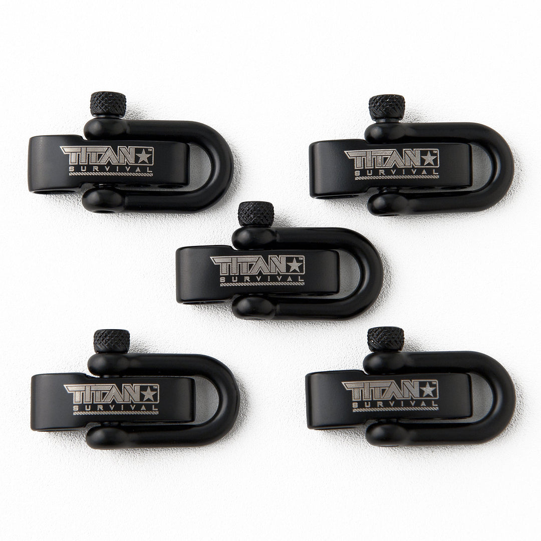 TITAN Survival: Stainless Steel D-Shackles, 5-Pack | BLACK