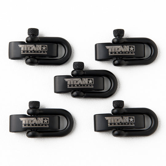 TITAN Survival: Stainless Steel D-Shackles, 5-Pack | BLACK
