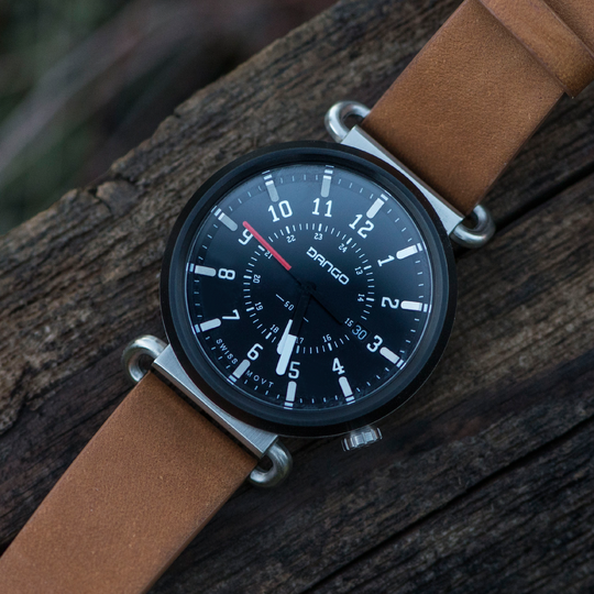 Dango: TK-01 - TREK WATCH WITH ITALIAN LEATHER STRAP - WHISKEY BROWN