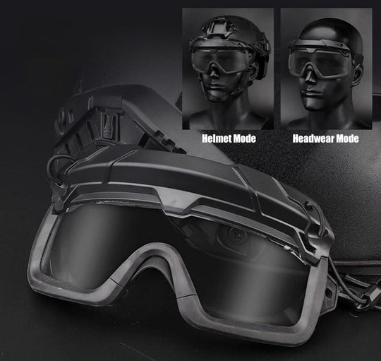 Tactical Helmet Goggles with Arc Rail Attachments