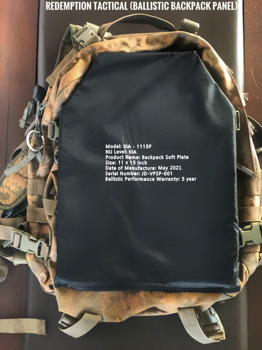 Redemption Tactical NIJ Level IIIA Soft Armor Plate for Vest or Backpack