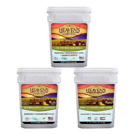 Heaven's Harvest: Combo Kit - Breakfast, Entrée + Protein | Emergency Survival Food Kit