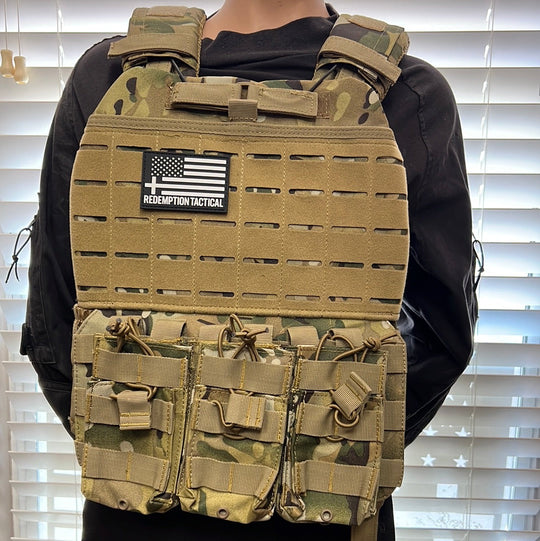 Redemption Tactical Black Rambo Plate Carrier: Plate Carrier + Level IV Plates