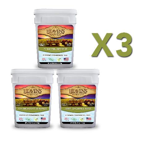 Heaven's Harvest: Combo Kit - Breakfast, Entrée + Protein | Emergency Survival Food Kit