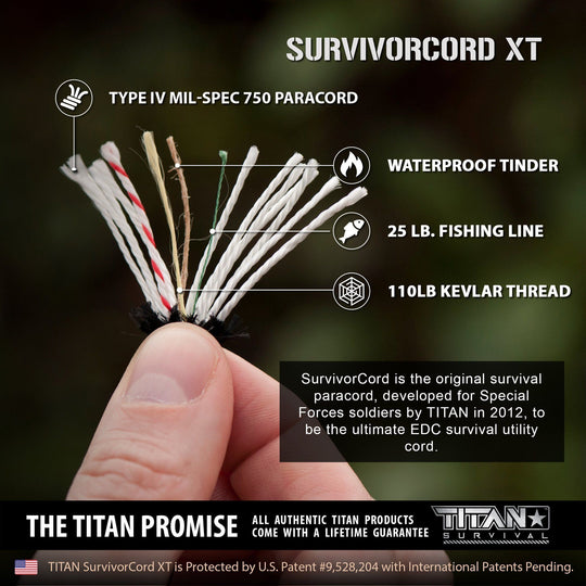 TITAN Survival: SurvivorCord XT Paracord (USA) | 100 FOOT