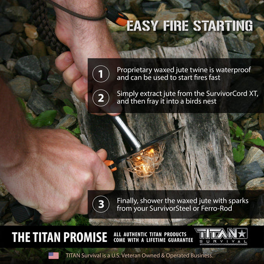 TITAN Survival: SurvivorCord XT Paracord (USA) | 100 FOOT